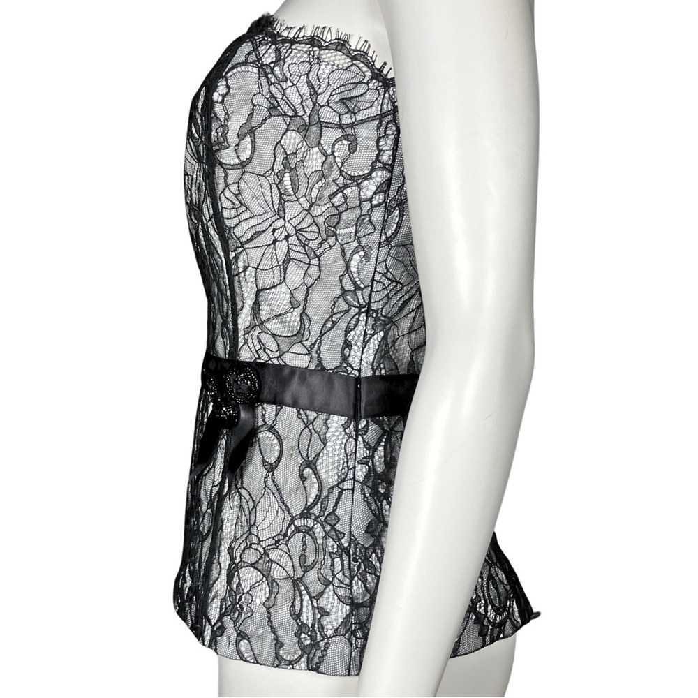 Vintage Y2K Black Cream Lace Bustier Corset Going Out Top. XS. Gothic Whimsigoth - Picture 4 of 9